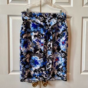 LANE BRYANT BLUE FLORAL BELTED SKIRT SIZE 18